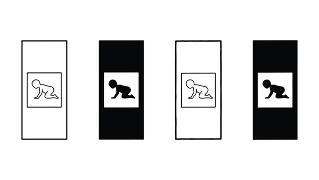set of crawling baby silhouettes in rectangles
