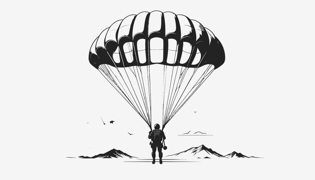 Man wearing parachute ready to jump.