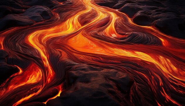 abstract lava flow dynamic molten material texture on dark background