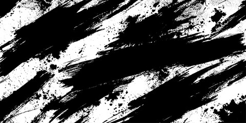Abstract black ink brush strokes create a dynamic, textured background with a raw, energetic feel, reminiscent of sumi-e art. © GREENPIXEL Art