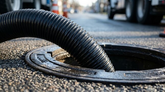 Sewer repair and no-dig pipeline restoration using a flexible hose in a manhole.