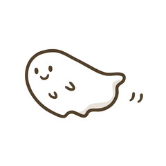 飛んでいるかわいいおばけのハロウィンイラスト © pochico