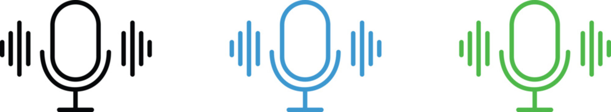 speech recognition icon line style voice assistant sound ai editable stroke vector set