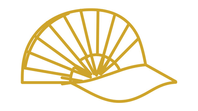 Clean flat vector line icon of a fan cap with a brim for game day crowds, useful for baseball promotions, ticketing apps, and shop labels.