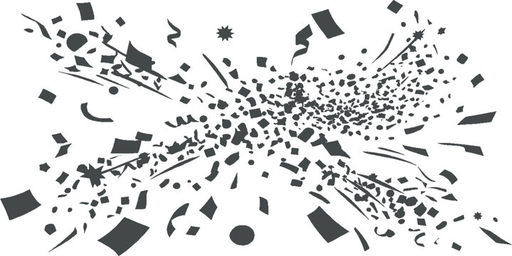 Adobe Illustrator ArtworAbstract Black Explosion Debris Burst with Flying Fragments Isolated on White Backgroundk