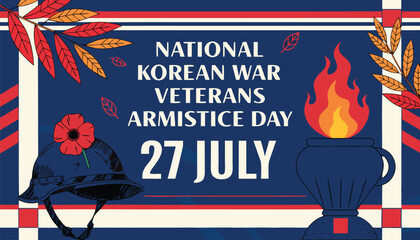 Fototapeta premium National Korean War Veterans Armistice Day graphic featuring red poppy flower