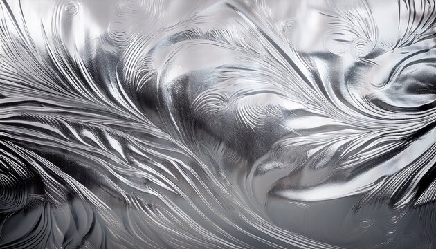 Silver Foil Metallic Texture With Glossy Gray Steel Surface Frosted Glass Blur Effect Soft Glare Reflections Bright Polished Metal Look Aluminum Or Chrome Glistening For Luxury Tech Design