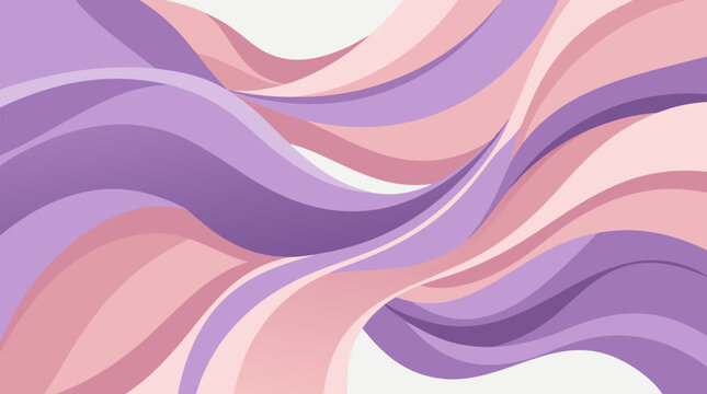 Silky flowing curves of lavender and blush colors folding gracefully over one another in a soft abstract composition, a clean flat vector illustration on a light background suitable for beauty and wel