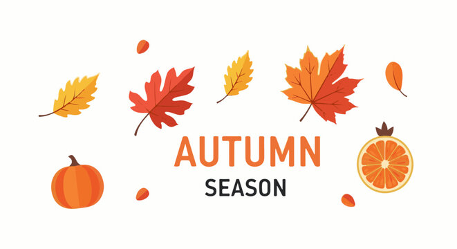 Autumn leaves pumpkin and citrus slice art with text