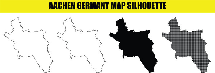 Aachen germany city administrative borders map outline and silhouette for travel design or geographic educational graphic. © Md Asif Shahnaoaz