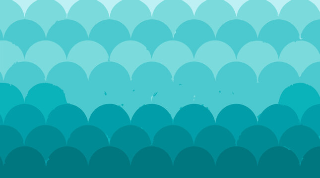 Clean flat vector illustration on a light teal background featuring layered scalloped semicircle waves in turquoise tones, ideal for abstract banners or aquatic branding.