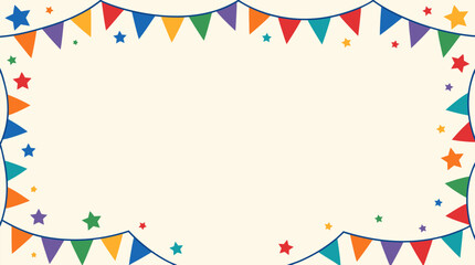 Obraz premium A festive flat vector illustration of a decorative border made of small flags and stars framing an open center space, great for national holiday, celebration, and patriotic banner design projects