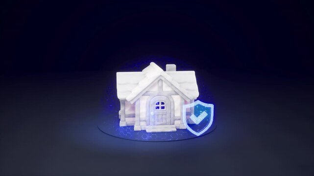 Smart Home Safety Network with Glowing Blue Badge