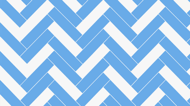 Classic seamless herringbone pattern rendered in calm blue and white tiles, a clean flat vector illustration ideal for interior design, textile, and sophisticated packaging backgrounds