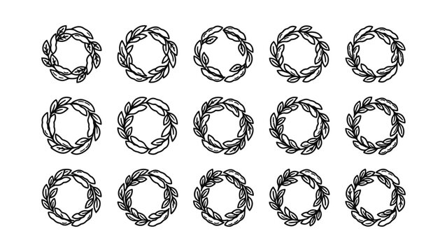 Hand Drawn Laurel Wreaths Collection Decorative Elements