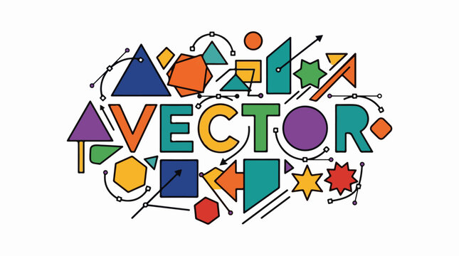 Colorful vector graphics shapes icons.