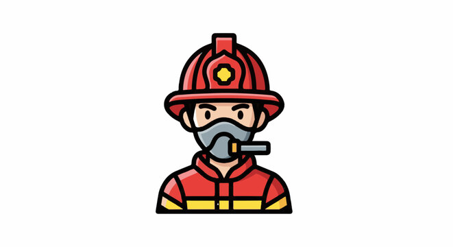 Firefighter wearing a safety helmet.