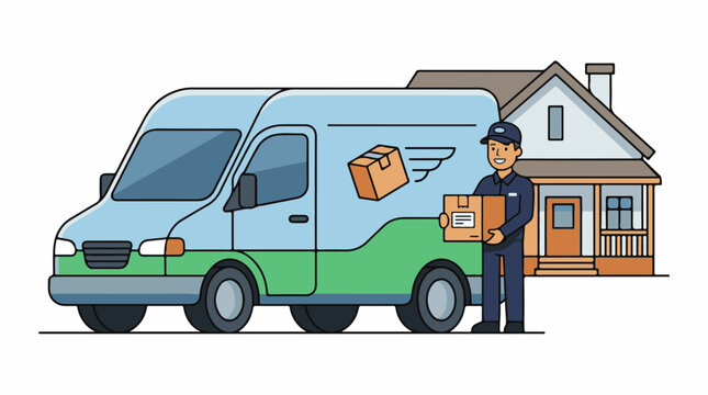 Delivery man with package in hand.
