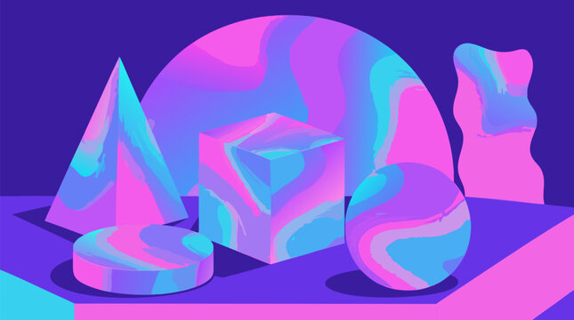 Mesmerizing holographic gradient mesh shimmering with interlocking violet, cyan and magenta interference colors across a modern abstract background, ideal for tech and creative branding as a clean fla
