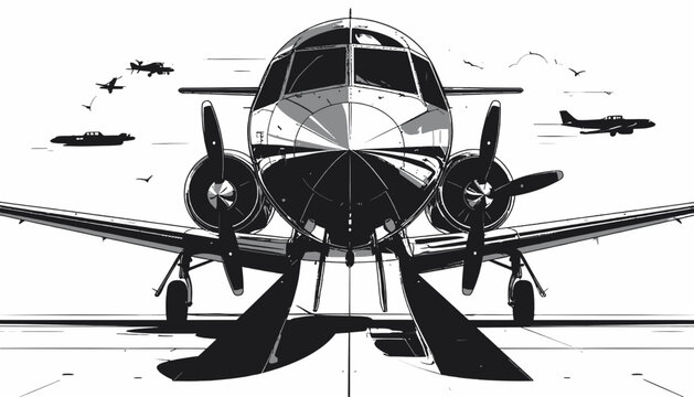 Vintage airplane with propellers on runway.
