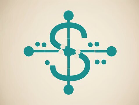 Stylized teal dollar sign with correlation circle design