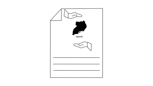 Uganda Map Document Hands Protection Concept Illustration.