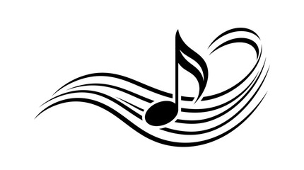 A stylized musical treble clef and notes. © pleci
