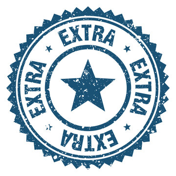 extra blue grunge round stamp. extra stamp