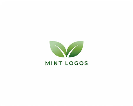 Minimalist mint leaves logo for natural branding
