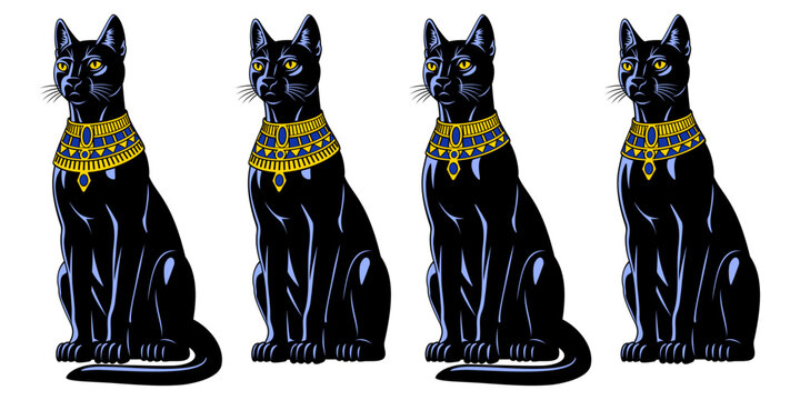 Egyptian Cat of Bastet Goddess. Different versions set.