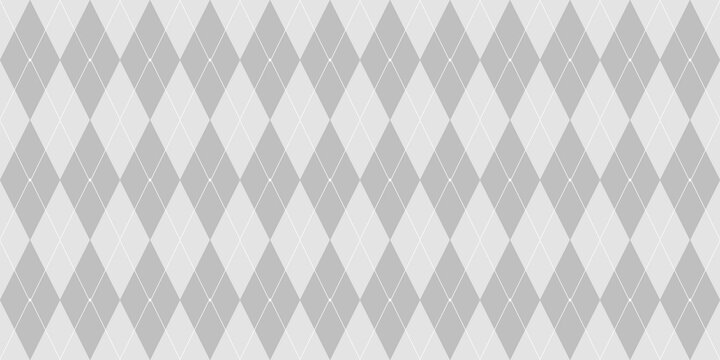 Seamless light gray argyle pattern with elegant repeating diamond shapes for textile, clothing, and background wallpaper design