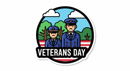 Fototapeta premium Veterans Day Military Heroes Logo Illustration.