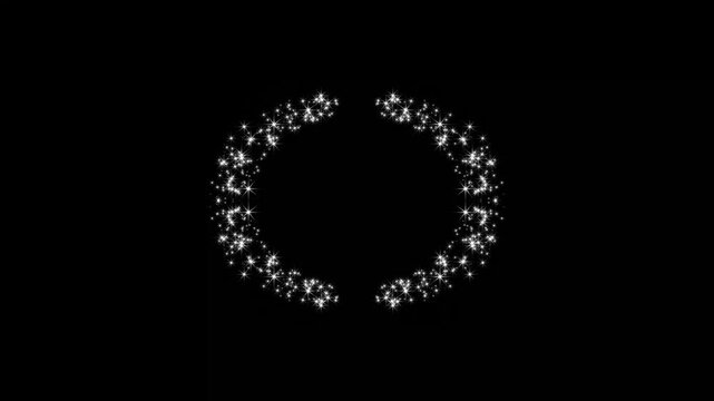 Twinkle stars line glitter sparkle, white shining stars and dust particles star sparkle vector doodles, twinkling glitter stars line animation, shining twinkle effect on black background. 4k video