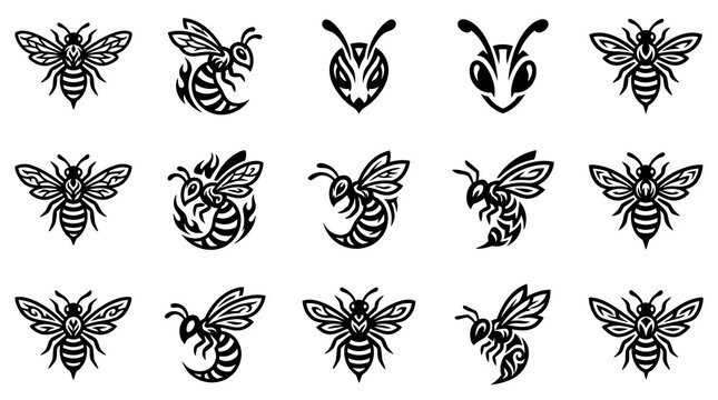 Black line art hornet and wasp symbols.