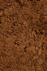 Fototapeta premium Vertical cooking background spilled natural cocoa powder.