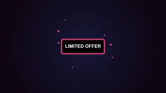 Limited Offer neon glowing button graphic for marketing and e-commerce sale