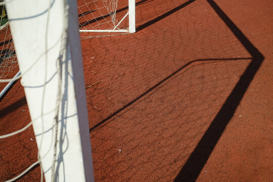 Soccer Goal and Net Red Empty Court Form Texture