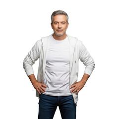 Fototapeta premium Confident middle-aged man in casual wear isolated on transparent background