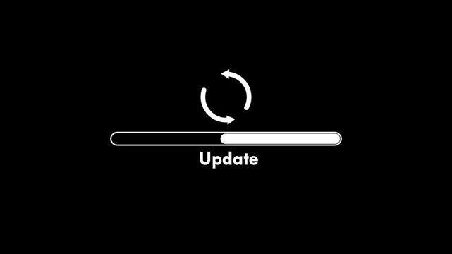 Software Update Progress Bar Animation on Black Background . 4K high quality Motion video.