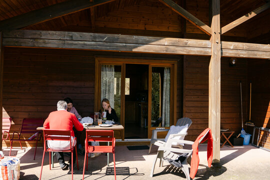 family meal in vacation rental 