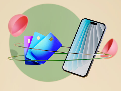 A Smartphone Displays a Screen With Rounded Shapes
