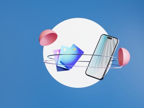 Digital Wallet With Credit Cards and Smartphone in Creative Design