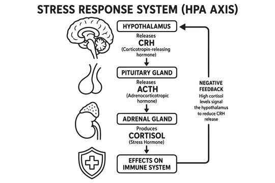 Hpa axis stress response system medical diagram Vector