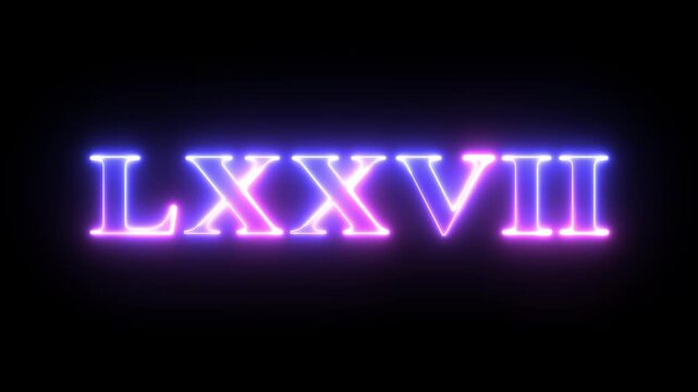 From the Glitch effect arises Roman numerals LXXVII Then the TV turns off. Alpha channel Premultiplied - Matted with color black