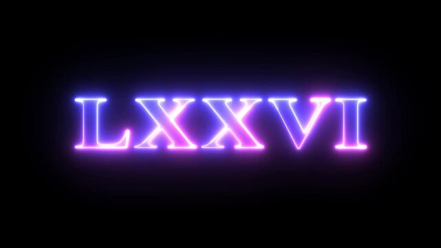 From the Glitch effect arises Roman numerals LXXVI Then the TV turns off. Alpha channel Premultiplied - Matted with color black