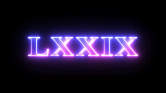 From the Glitch effect arises Roman numerals LXXIX. Then the TV turns off. Alpha channel Premultiplied - Matted with color black