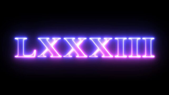 From the Glitch effect arises Roman numerals LXXXIII. Then the TV turns off. Alpha channel Premultiplied - Matted with color black