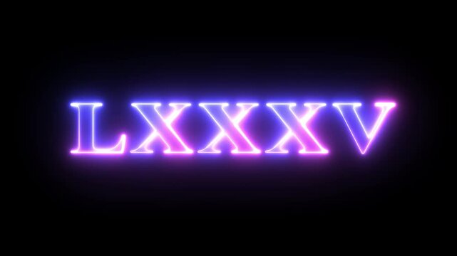 From the Glitch effect arises Roman numerals LXXXV. Then the TV turns off. Alpha channel Premultiplied - Matted with color black