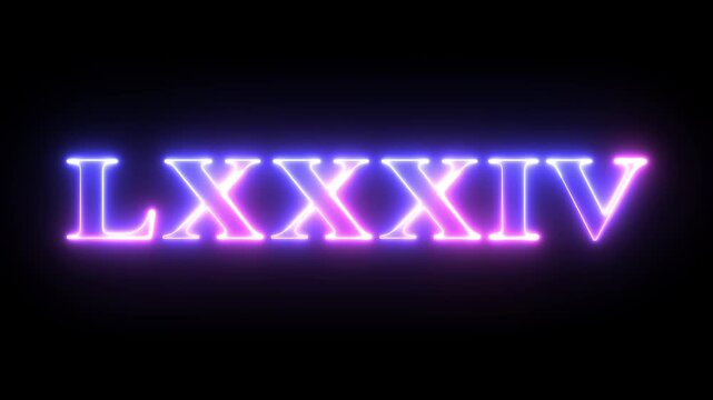 From the Glitch effect arises Roman numerals LXXXIV. Then the TV turns off. Alpha channel Premultiplied - Matted with color black