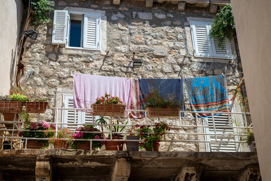 Washing drying on line in the Old Town, Dubrovnik, Croatia